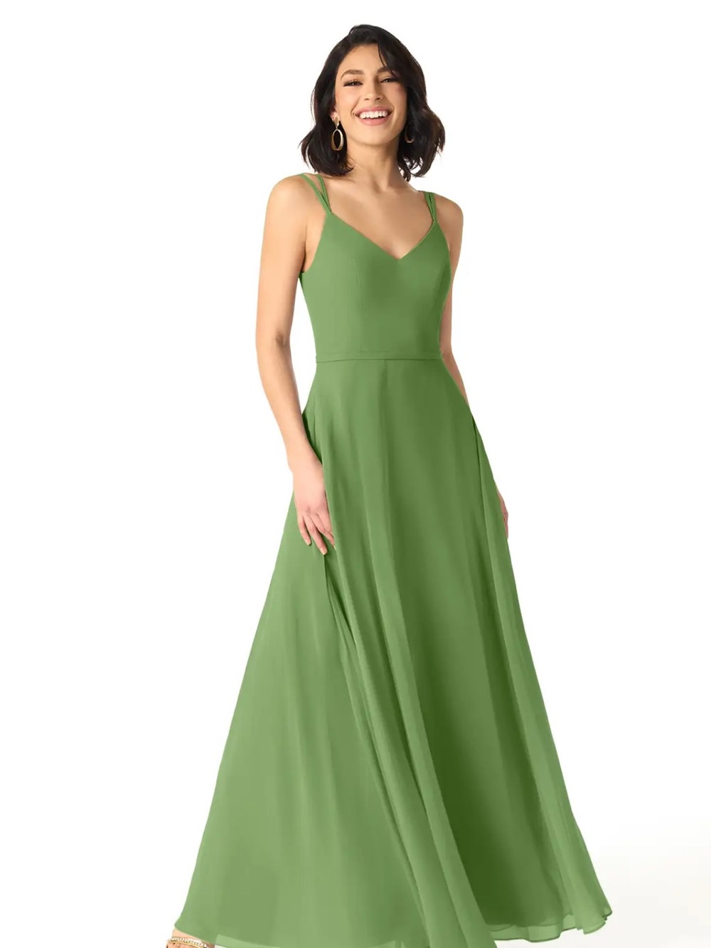 BNWT Azazie Basil Chiffon Dress